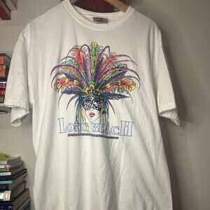 Vintage 90s Long Beach Tee Shirt 100% cotton Size L